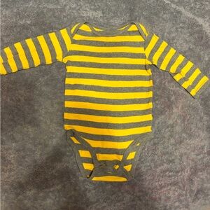 Yellow and Gray Striped Kids One Piece